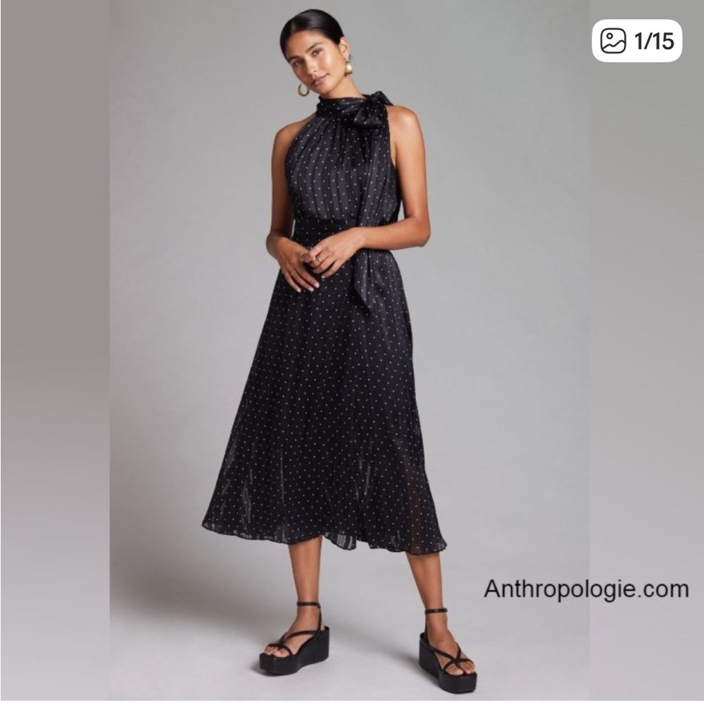 NWT Polka Dot Halter Midi Dress